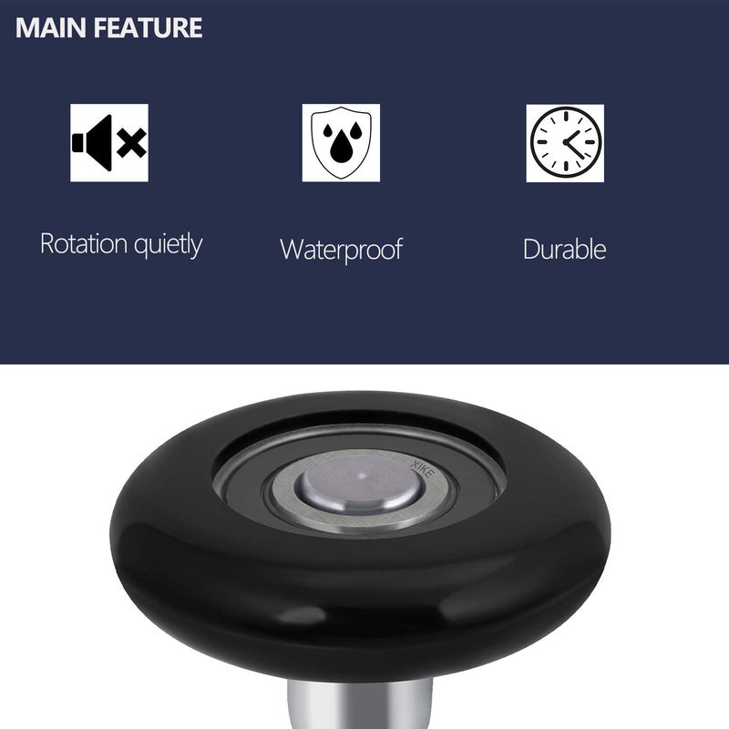 XiKe 10 Pack Black 2" Nylon Garage Door Roller 4" Stem, Quiet/Durable and High Load, Use 6200-2RS Double Seals Precision Bearings. - Image 2
